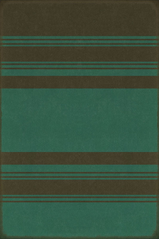 Vintage Vinyl Rug - Pattern 50 - Organic Stripes Black and Teal