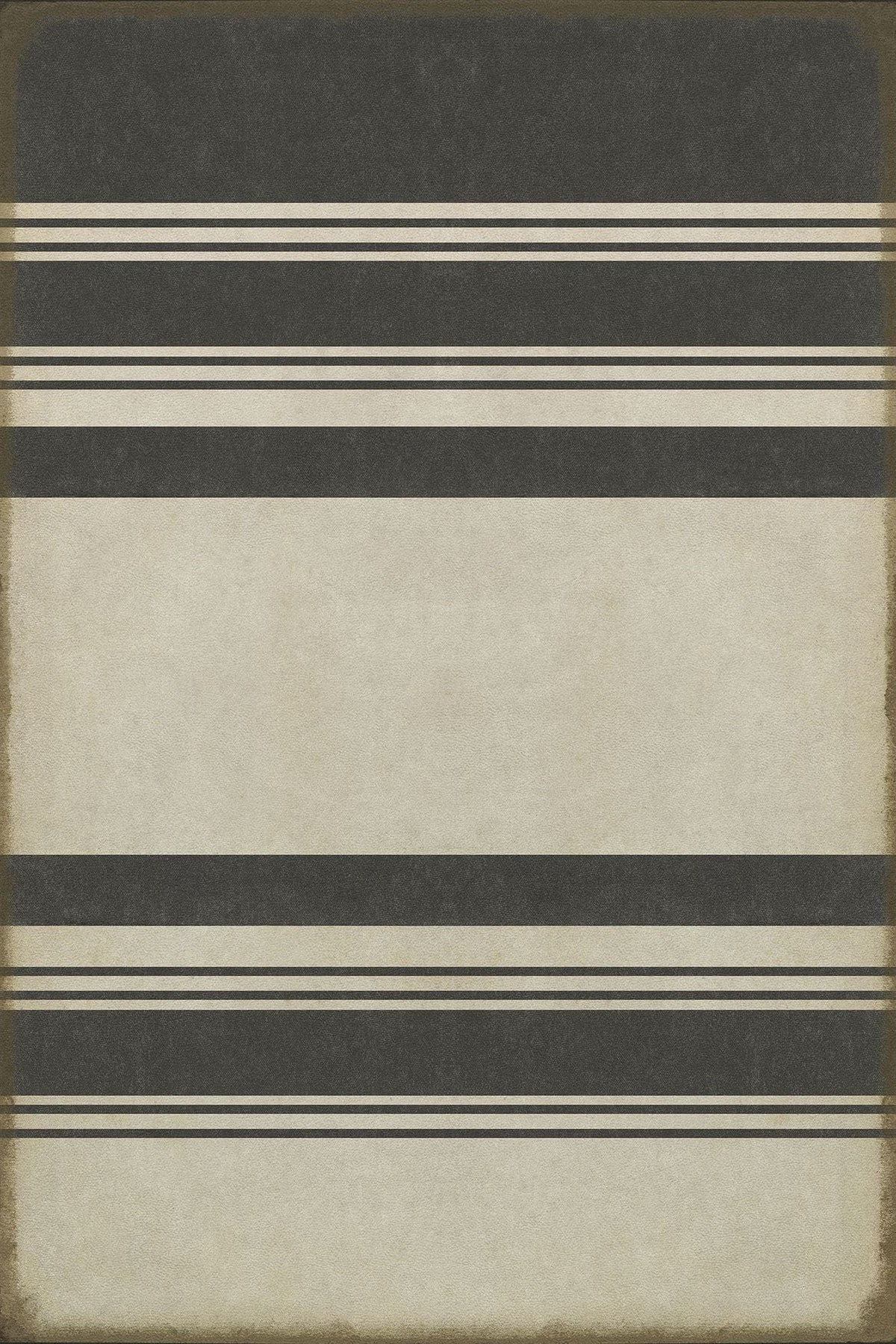 Vintage Vinyl Rug - Pattern 50 - Organic Stripes Black and White