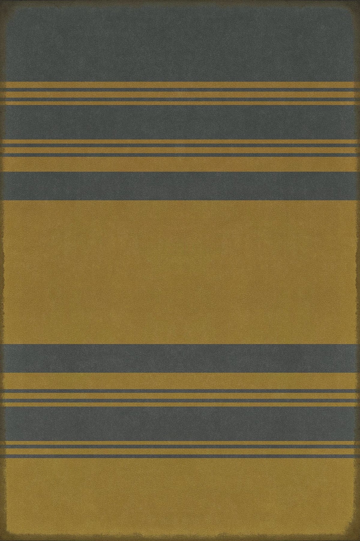 Vintage Vinyl Rug - Pattern 50 - Organic Stripes Blue and Yellow